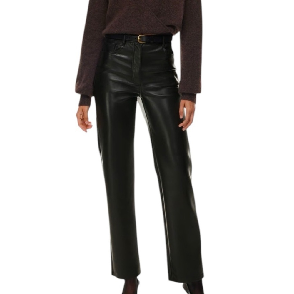 WILFRED The Melina Vegan Leather Straight Leg Pants Size 12 in Black